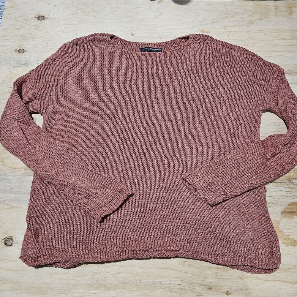 PERUVIAN CONNECTION Pima Cotton Sweater Sz M Mauve Chunky Knit Top Oversized